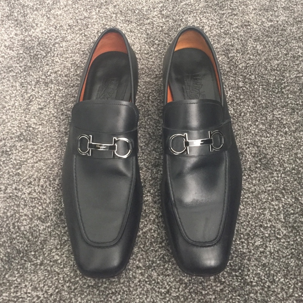 Salvatore Ferragamo Black Leather Loafers